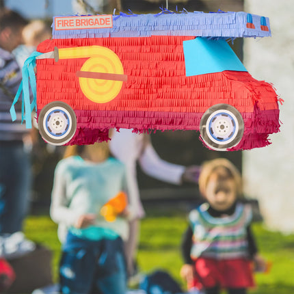 Pinata gaisrinė mašina su lazda ir kauke