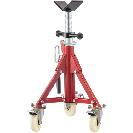 Pipe Jack Stand, V-Head, 20–37 In, 2500 LB, Casters