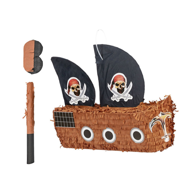 Piratų laivo Pinjatos rinkinys su šikšnosparniu ir kauke