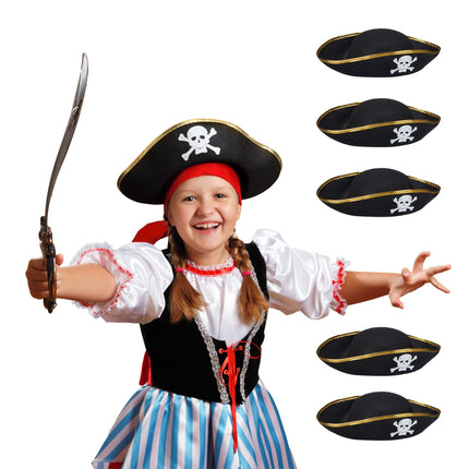 Piratų kepurės vaikams, 6 vnt. pakuotė