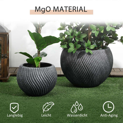 Set of 2 pots of gray magnesium oxide with drainage