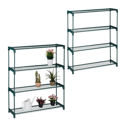 Augalų lentynos su 4 metalinėmis grotelėmis, 2 vnt. rinkinys