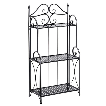 Augalų Lentyna Gėlėms Laiptai Su 3 Lentynomis, Metalinės, Juodos, 56X30X114Cm