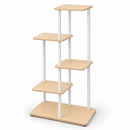 Plant Stand with 5 Square Shelves, Iron and MDF – White, 107 cm High