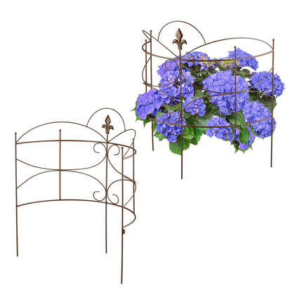 Augalų atramos, dviejų dalių geležiniai fleur-de-lis rašto kuolai