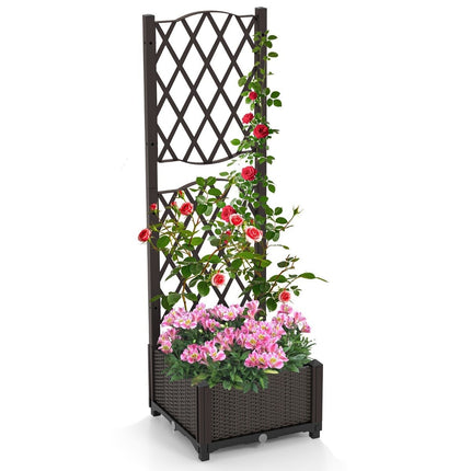 Vazonas su grotelėmis, savaime laistantis, 40x40x122 cm, rudas
