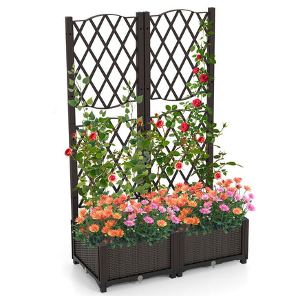 Vazonas su grotelėmis, savaime laistantis, 80x40x122 cm, rudas