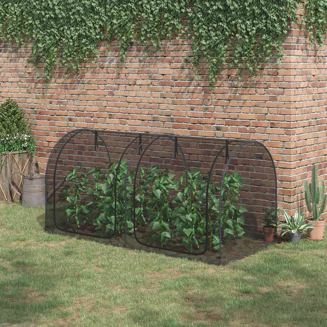 Augalų apsaugos tinklas 2,5 x 1,2 m, daržovių apsaugos tinklas su durelėmis, plieninis rėmas, vėjui atsparus daržovių tinklas, smulkus sodo tinklelis, vabzdžių apsaugos tinklas su nešiojimo krepšiu, sodo tinklas augalams, daržovėms, vaisiams