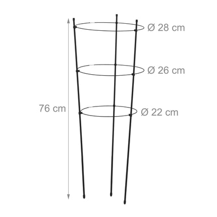 Augalų atrama 76 cm juoda, 2 vnt. rinkinys