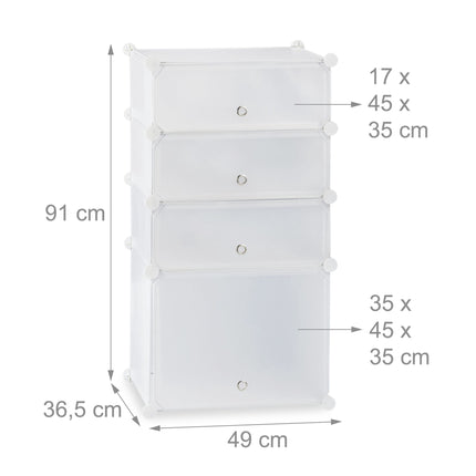 Plastikinė batų lentyna su 4 skyriais