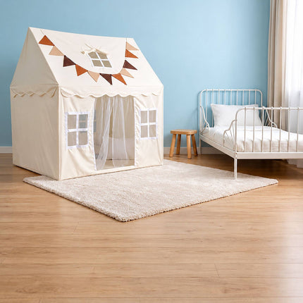 Play Tent for Children with Bunting and 2 Entrances, 130 x 125 x 95 cm, Beige