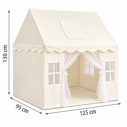 Play Tent for Children with Bunting and 2 Entrances, 130 x 125 x 95 cm, Beige