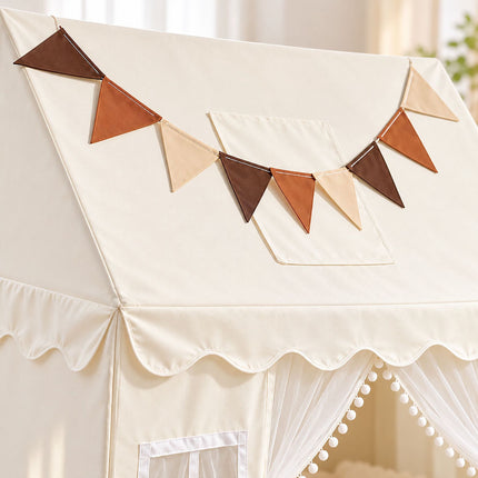 Play Tent for Children with Bunting and 2 Entrances, 130 x 125 x 95 cm, Beige