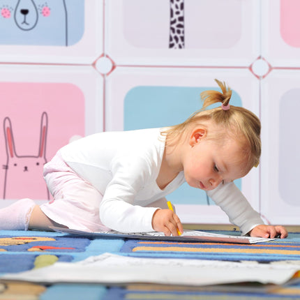 Įkišama lentyna vaikų kambariui su 12 lentynų