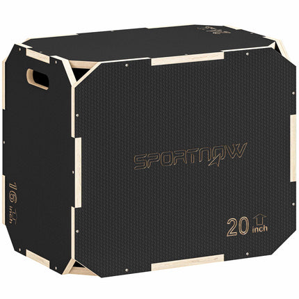 Plyo dėžė 3 viename, medinė, 61/51/41 cm, 120 kg, juoda