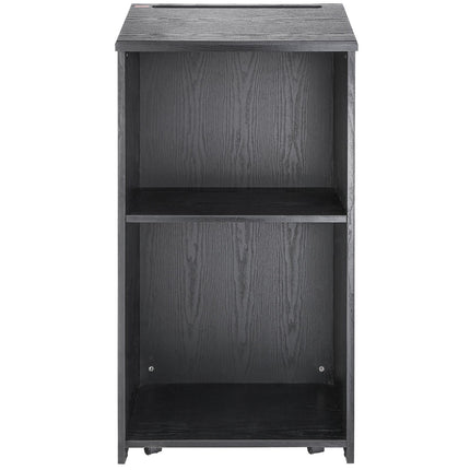 Podium Stand, 47-Inch Rolling Lectern With Shelves, Black