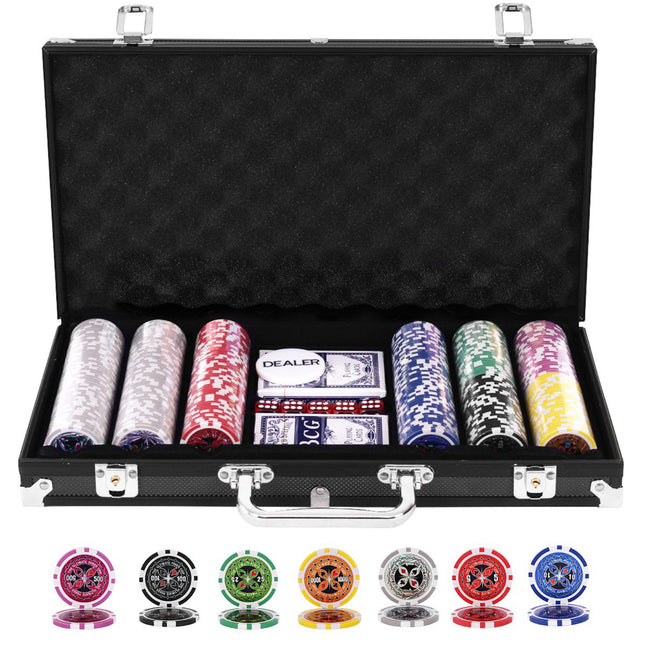 Pokerio žetonų rinkinys, 300 žetonų, Texas Hold'em, aliuminio dėklas