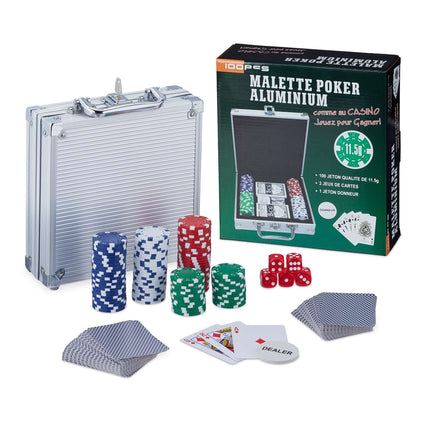 Pokerio dėklas su 100 žetonų