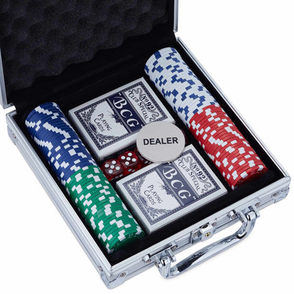 Pokerio dėklas su 100 žetonų