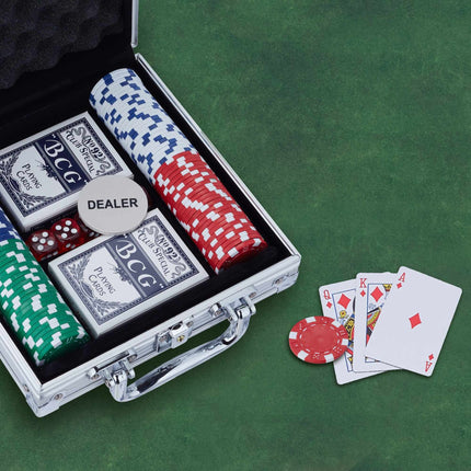 Pokerio dėklas su 100 žetonų