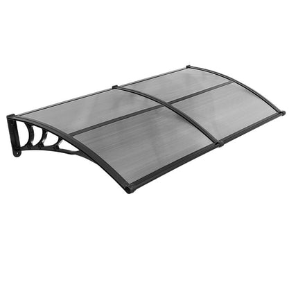 Polycarbonate Door Awning 38 x 78 in, Smoke Gray, Drainage