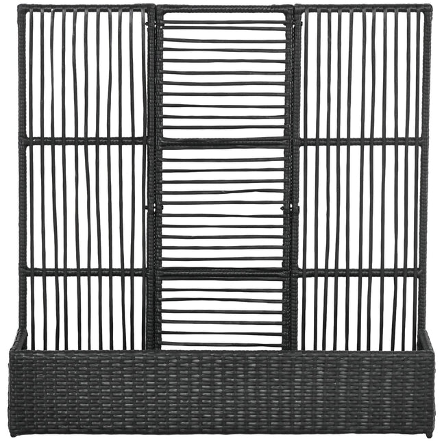 Black Polyrattan Raised garden bed with trellis 103x103x29 cm