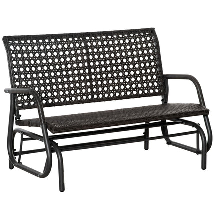 Polirataninis sūpynės suoliukas, dvivietis, lauko terasos, sodo dvivietė sofa, sodo sūpynės su atlošu, parko suoliukas, pilkas, 70 x 120 x 84 cm