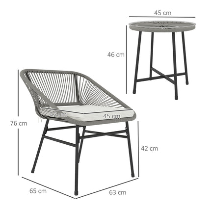 Outdoor poly rattan lounge set, weatherproof, 3-piece, dark grey