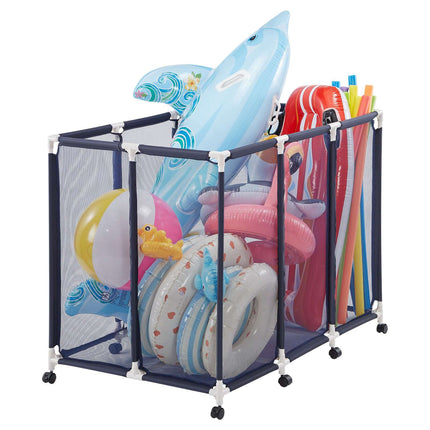 Pool Float Storage Bin, Rolling Mesh Organizer 48 x 33 x 39 in