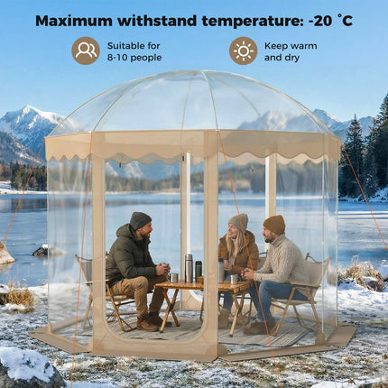 Išskleidžiama burbulinė palapinė 10x10 pėdų, 8-10 asmenų, skaidrus PVC