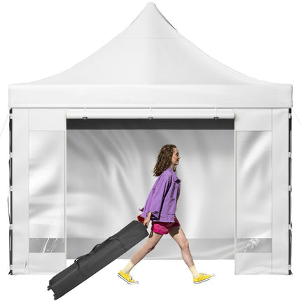 Pop-Up Canopy Tent 10x10 Ft, Sidewalls, Wheeled Bag