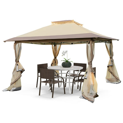 Išskleidžiama pavėsinė su tinkleliu nuo uodų, UV 50+, 3,6x3,6m, chaki spalvos