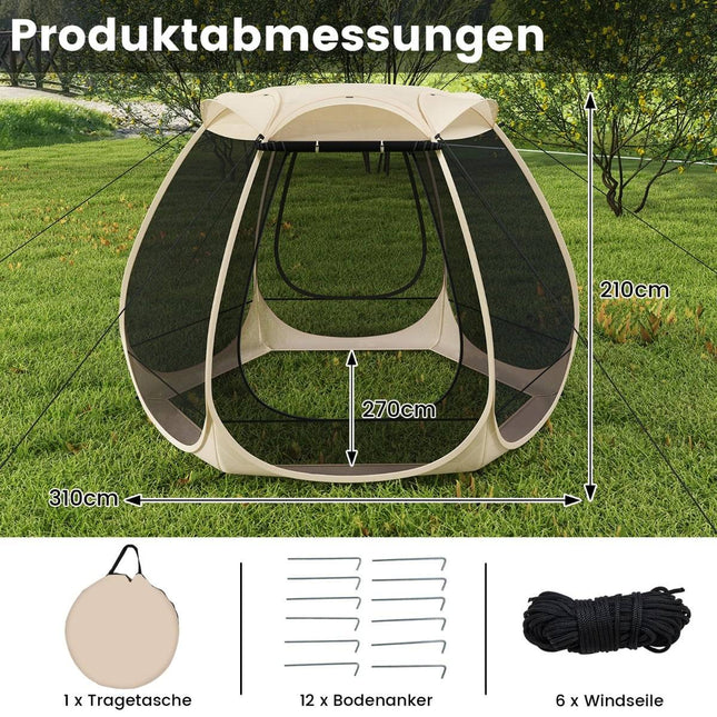 Išskleidžiamas tinklinis paviljonas 4-6 asmenims, 310 x 270 cm