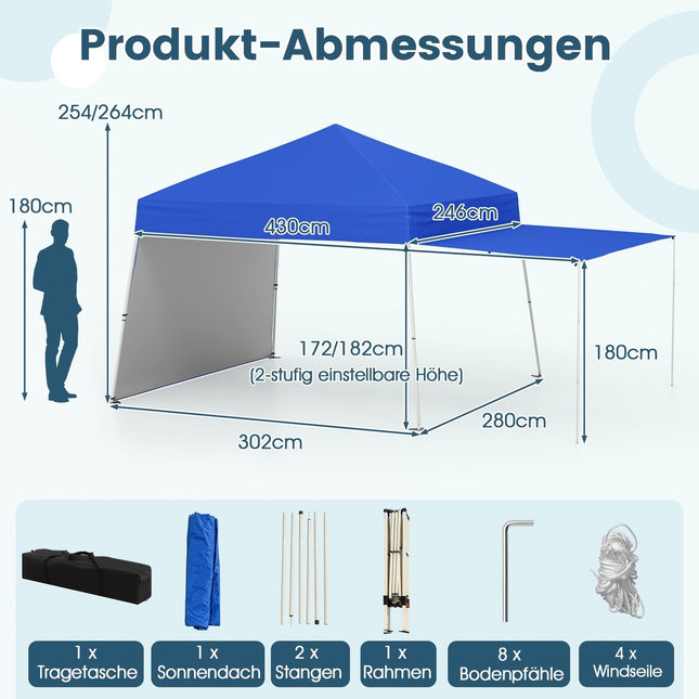 Išskleidžiama paviljono palapinė su transformuojama stogine, 430x280cm