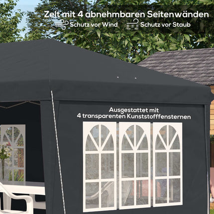 Išskleidžiamas vandeniui atsparus paviljonas 3x6m su UV apsauga, juodas