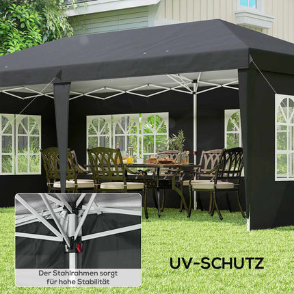 Išskleidžiamas vandeniui atsparus paviljonas 3x6m su UV apsauga, juodas