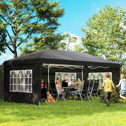 Išskleidžiamas vandeniui atsparus paviljonas 3x6m su UV apsauga, juodas