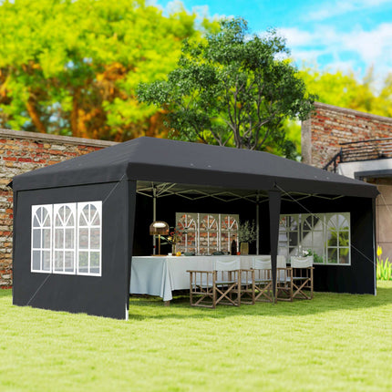 Išskleidžiamas vandeniui atsparus paviljonas 3x6m su UV apsauga, juodas