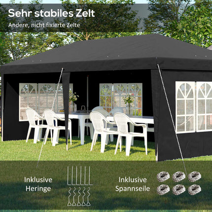Išskleidžiamas vandeniui atsparus paviljonas 3x6m su UV apsauga, juodas