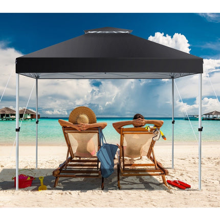 Išskleidžiama palapinė-baldakimas lauko vakarėliams su reguliuojamu aukščiu, 305 x 305 cm, juoda