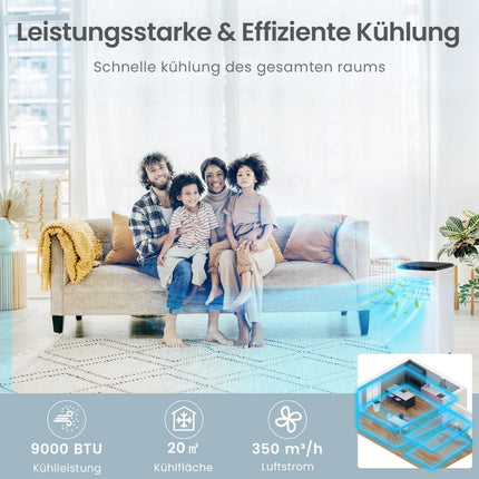 Nešiojamas oro kondicionierius 9000 BTU, 4 viename, išmanusis valdymas