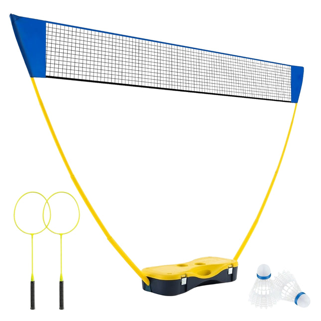 Nešiojamas badmintono rinkinys su tinklu, 2 raketėmis ir plunksninėmis