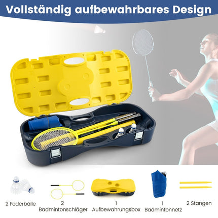 Nešiojamas badmintono rinkinys su tinklu, 2 raketėmis ir plunksninėmis