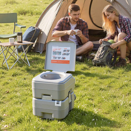Portable Camping Toilet, 20L Detachable Tank, 120 Flushes