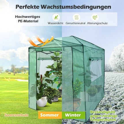 Portable Pop-up Greenhouse Walk-in Garden Greenhouse 180 x 250 x 230 cm Green