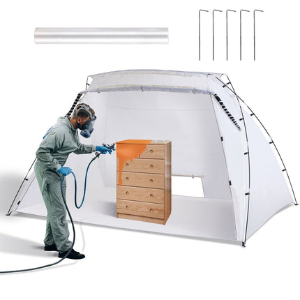 Portable Spray Paint Tent 10x7x6 ft, Floor, Mesh Screen