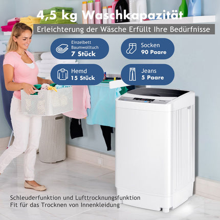 Nešiojama skalbimo mašina su viršutiniu pakrovimu, 4,5 kg talpa, 10 programų