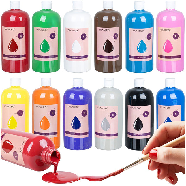 Poster Paint Set, 12 Colors, 1L Each