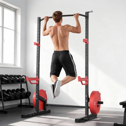 Power Cage Squat Rack With Pull-Up Bar, 1000 lb; Adjustable J-Hooks