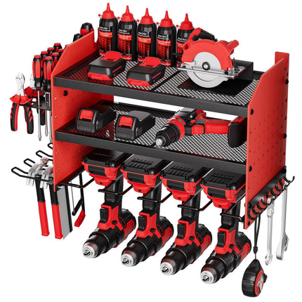 Power Tool Organizer Wall Mount, 3-Tier, 4 Drill Slots